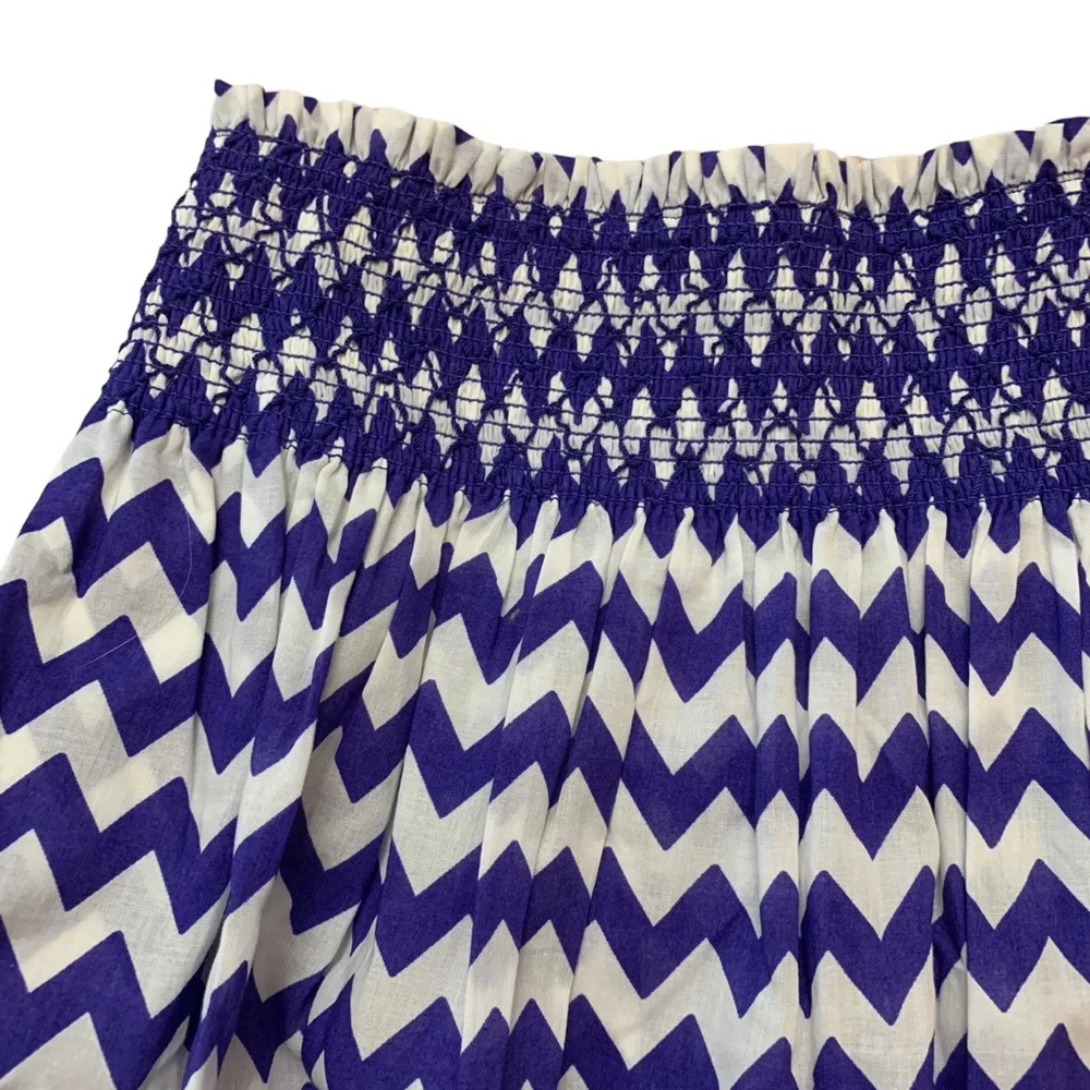 Kate Spade Blue White Chevron Print Elastic Waist Skirt